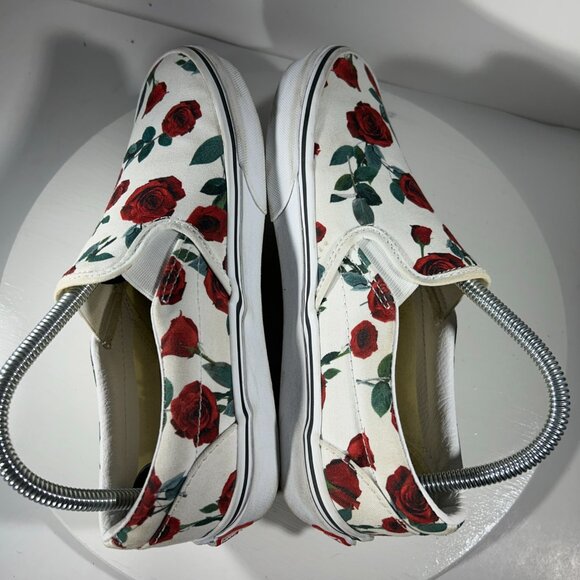 Vans Classic Rose Print Womens Size 8 White Casual Shoes Sneaker Slip USED TWICE - Picture 7 of 12